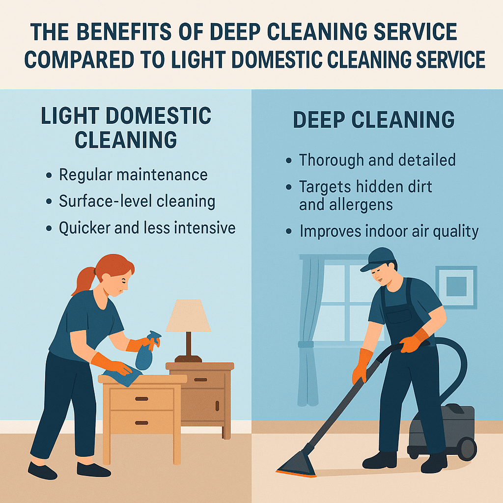 The Benefits of Deep Cleaning Service Compared to Light Domestic Cleaning Service